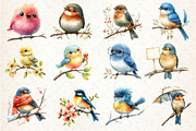 Cute Funny Birds Clipart, an Illustration by Dream Creation (Thumbnail 4 of 5)