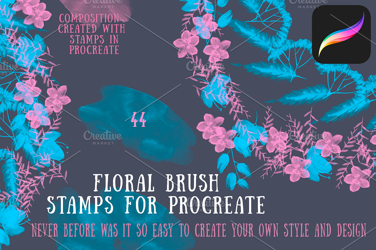 Floral Brush stamps for Procreate, a Brush Add-On by Graphics Resources (Photo 3 of 15)