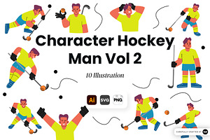 Character Hockey Man Vol 2 Doodle, a Sport Illustration by SLAB! Design