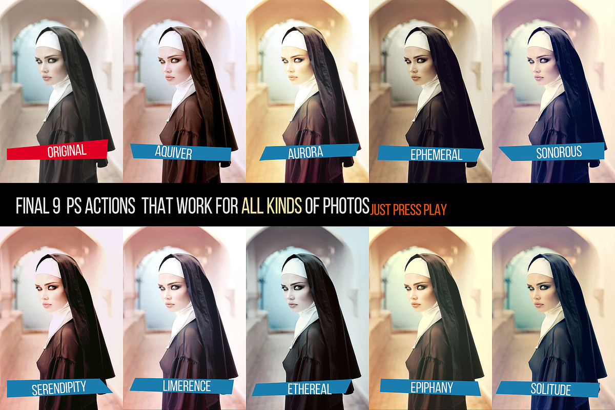 Final 9 Photoshop Actions Set, an Action Add-On by the little wonder shop (Photo 1 of 2)