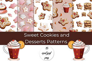 Sweet Cookies and Desserts Patterns, a Pattern Graphic by InkyQueenArt