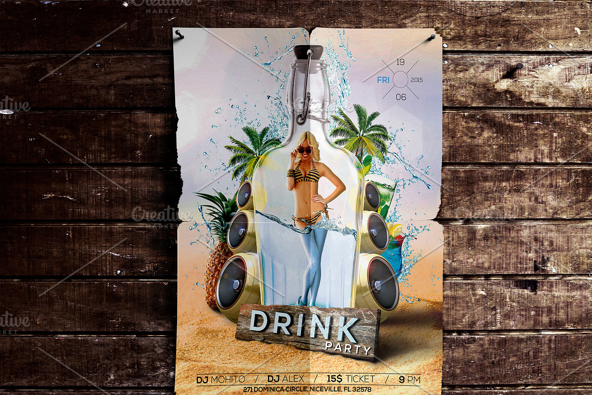 Grunge Poster Mockup, a Print Template by CREATIVE DUDE (Photo 2 of 5)
