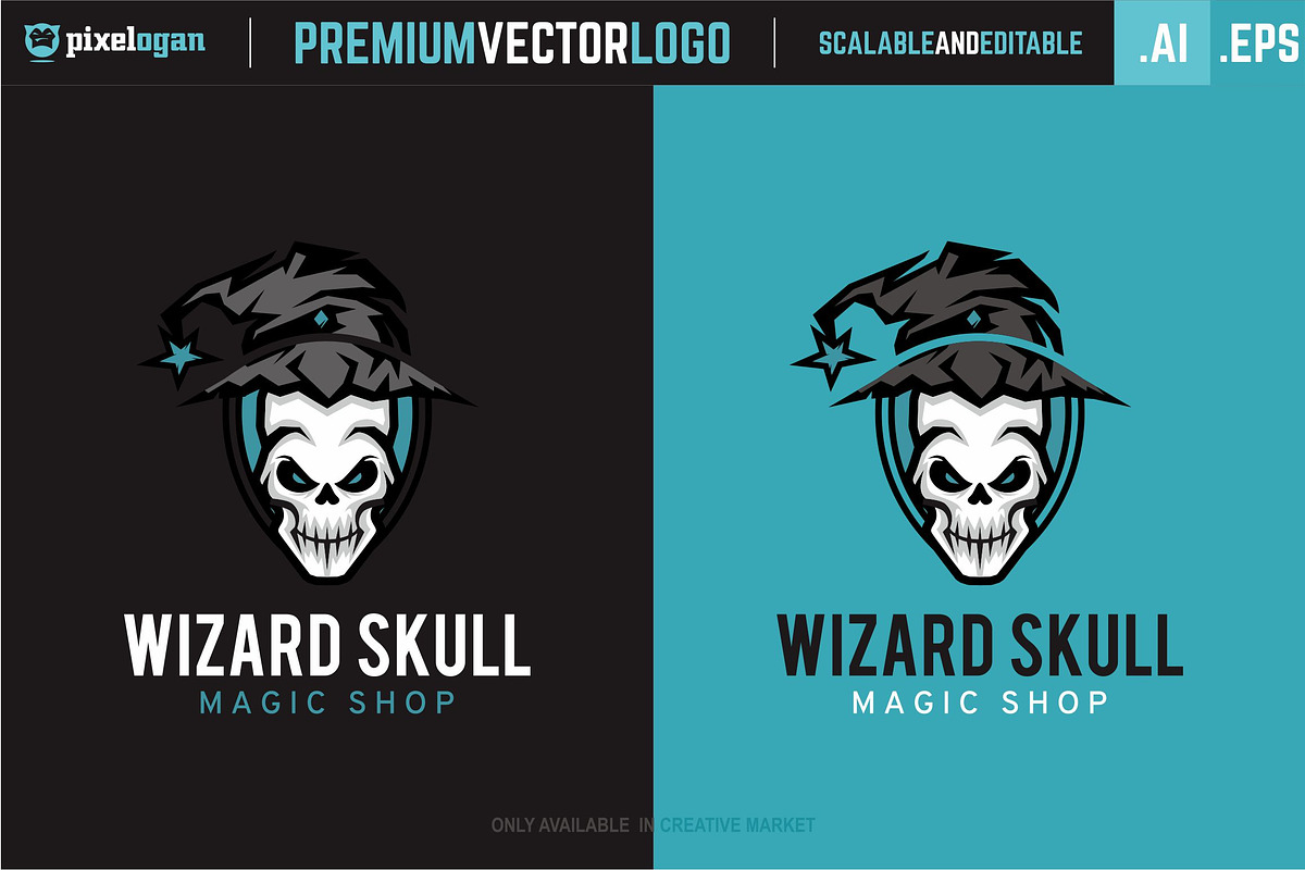 Wizard Skull Logo, a Branding & Logo Template by pixelogan (Photo 2 of 3)