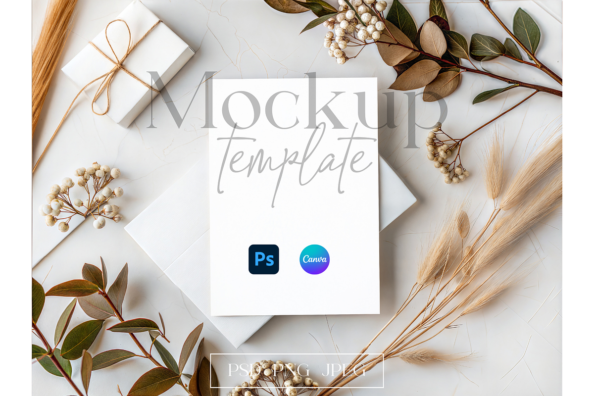 5x7 Invitation Mockup with Gift Box, a Product Mockup by MockupWizard (Photo 1 of 5)