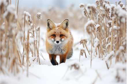 a fox prowling through a field