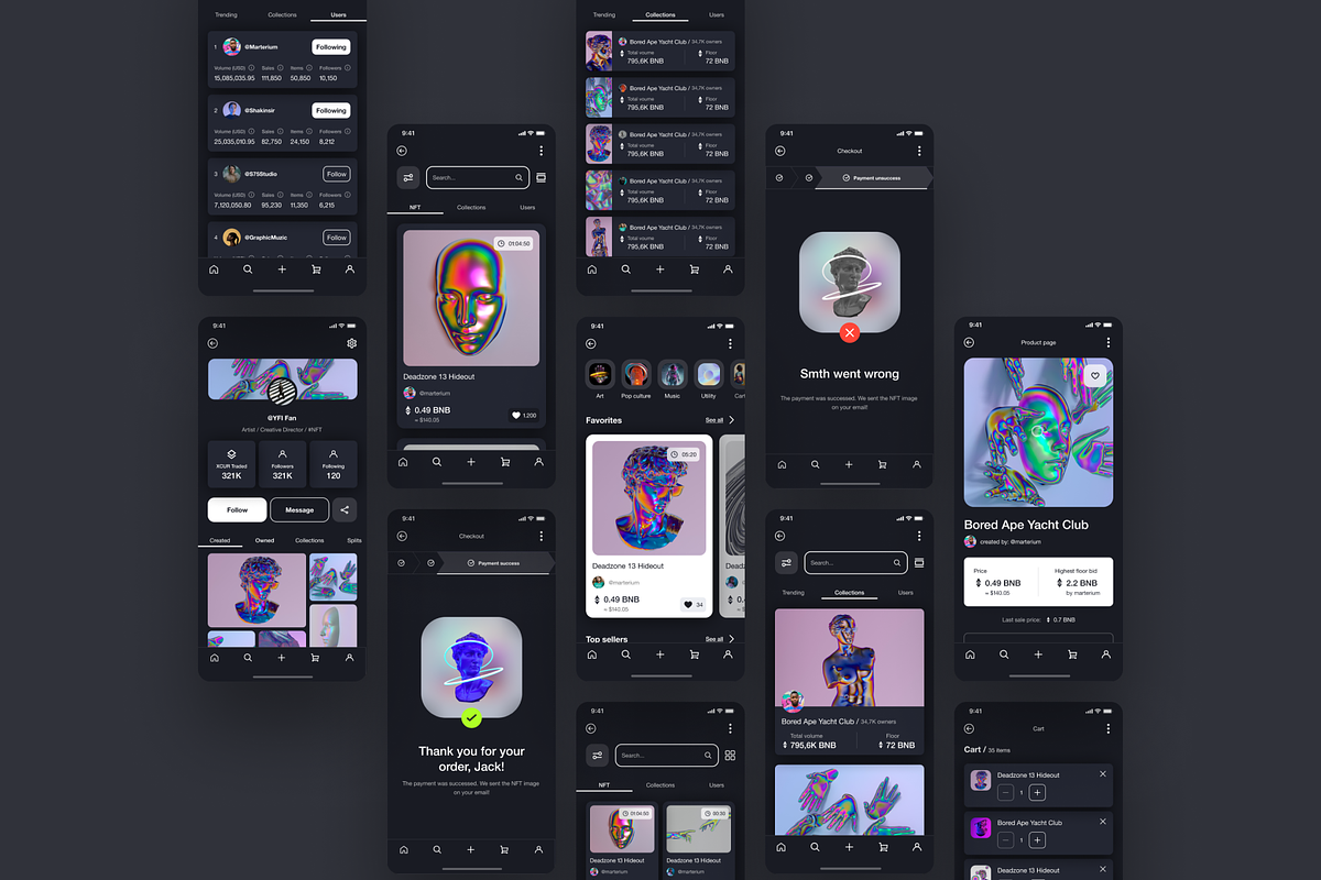 NFT app, an UI Kit Template by Julia Shagofferova (Photo 3 of 7)