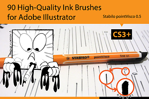 90 Pro Illustrator Ink Brushes