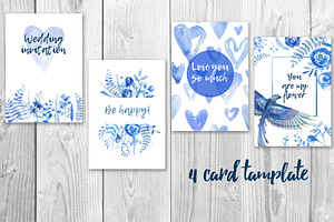 4 watercolor floral postcards