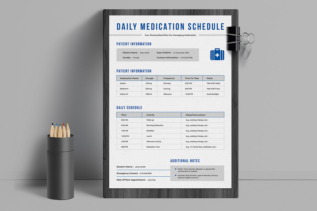 Daily Medication Schedule Template, a Stationery Template by ContestDesign (Photo 1 of 3)