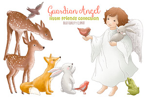 Guardain Angel and animals clipart