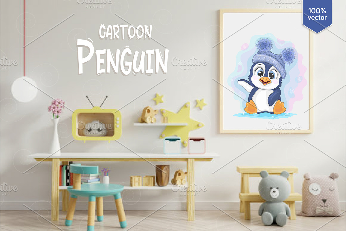 Cute cartoon penguin. Tshirt, PNG., an Animal Illustration by KENO Mascots (Photo 5 of 5)