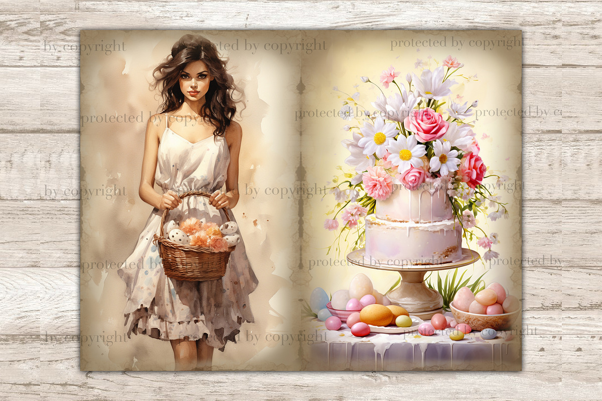 Pastel Easter Junk Journal Paper, a Seasonal Illustration by GlamArtZhanna (Photo 8 of 9)