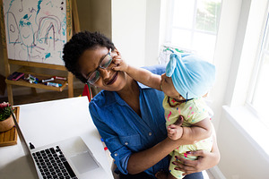 African american woman with baby stock photo containing mompreneur and black
