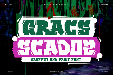 Gracs Scadoz - Graffiti & Paint Font, a Sans Serif Font by QR Design Studio