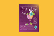 Floral Birthday Party Invitation, a Card Template by Neermana (Thumbnail 4 of 4)
