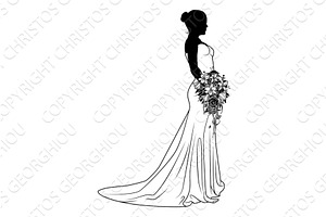 Bride Bridal Wedding Dress, an Illustration by Christos Georghiou