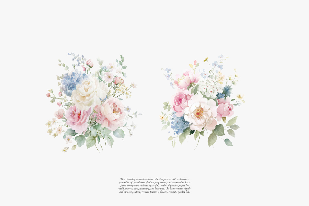 Romantic pastel floral clipart set, a Decorative Illustration by Patishop Art (Photo 6 of 9)