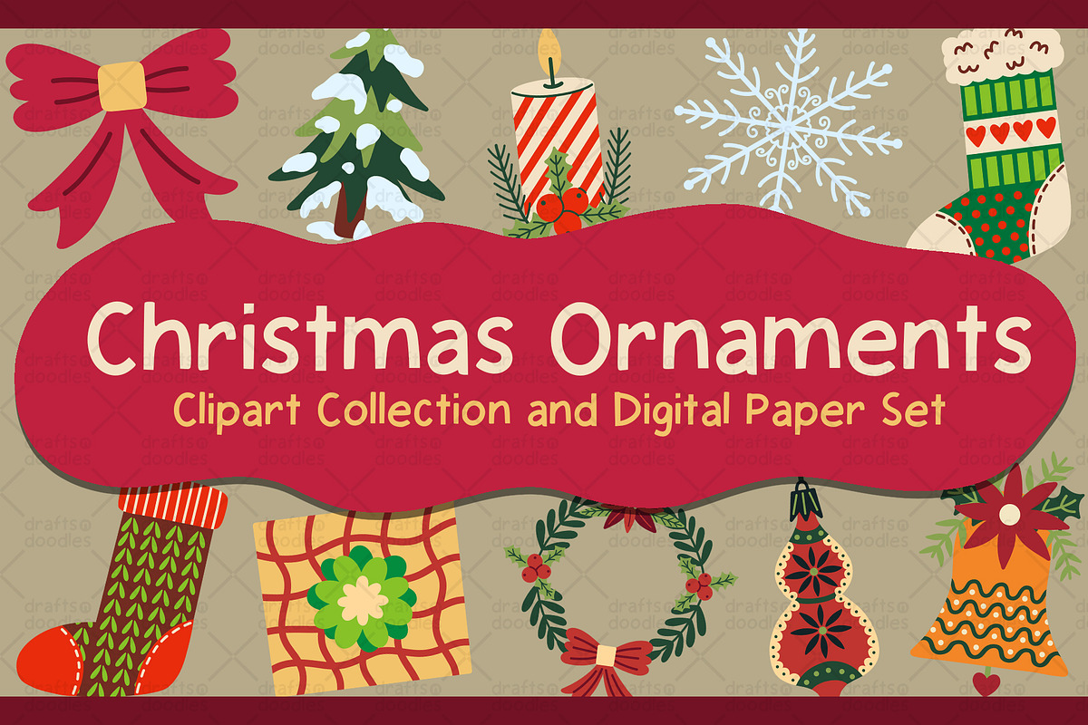 Christmas Ornaments Graphic Set, a Pattern Graphic by Drafts n Doodles (Photo 1 of 6)