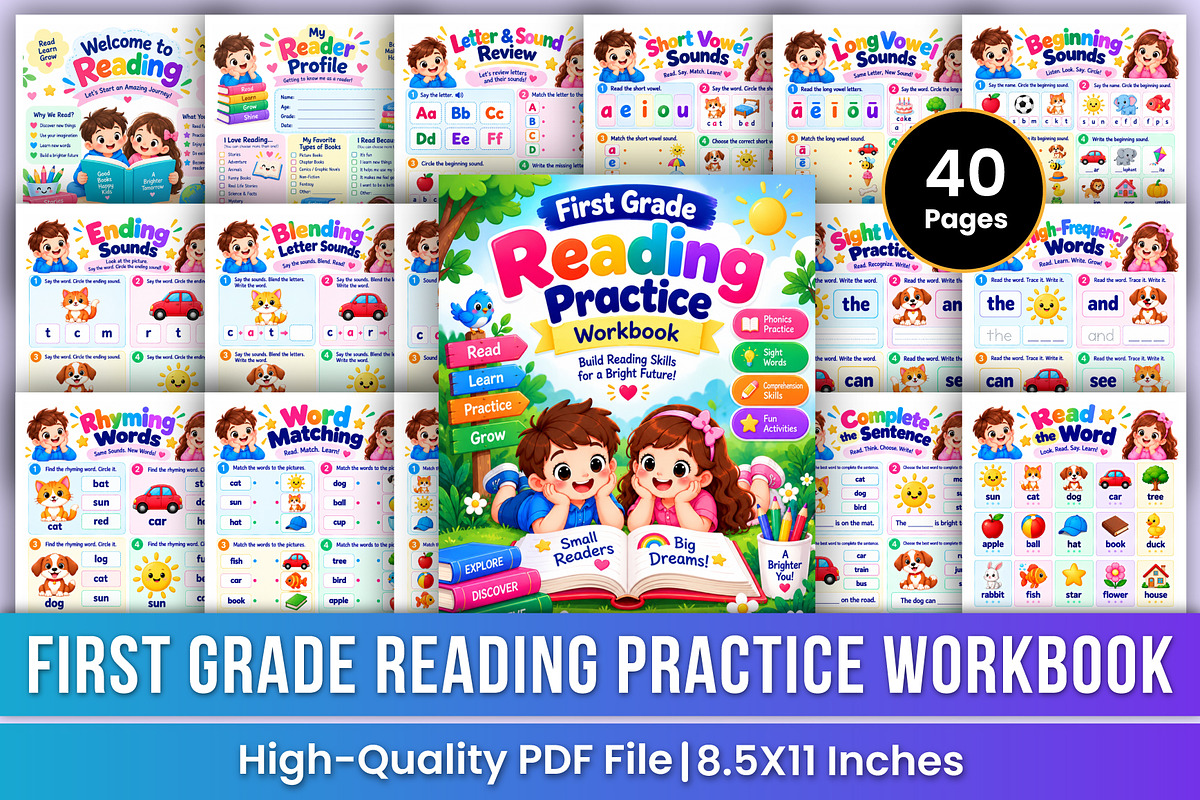 First Grade Reading Practice book, a Stationery Template by Mustafiz (Photo 1 of 4)