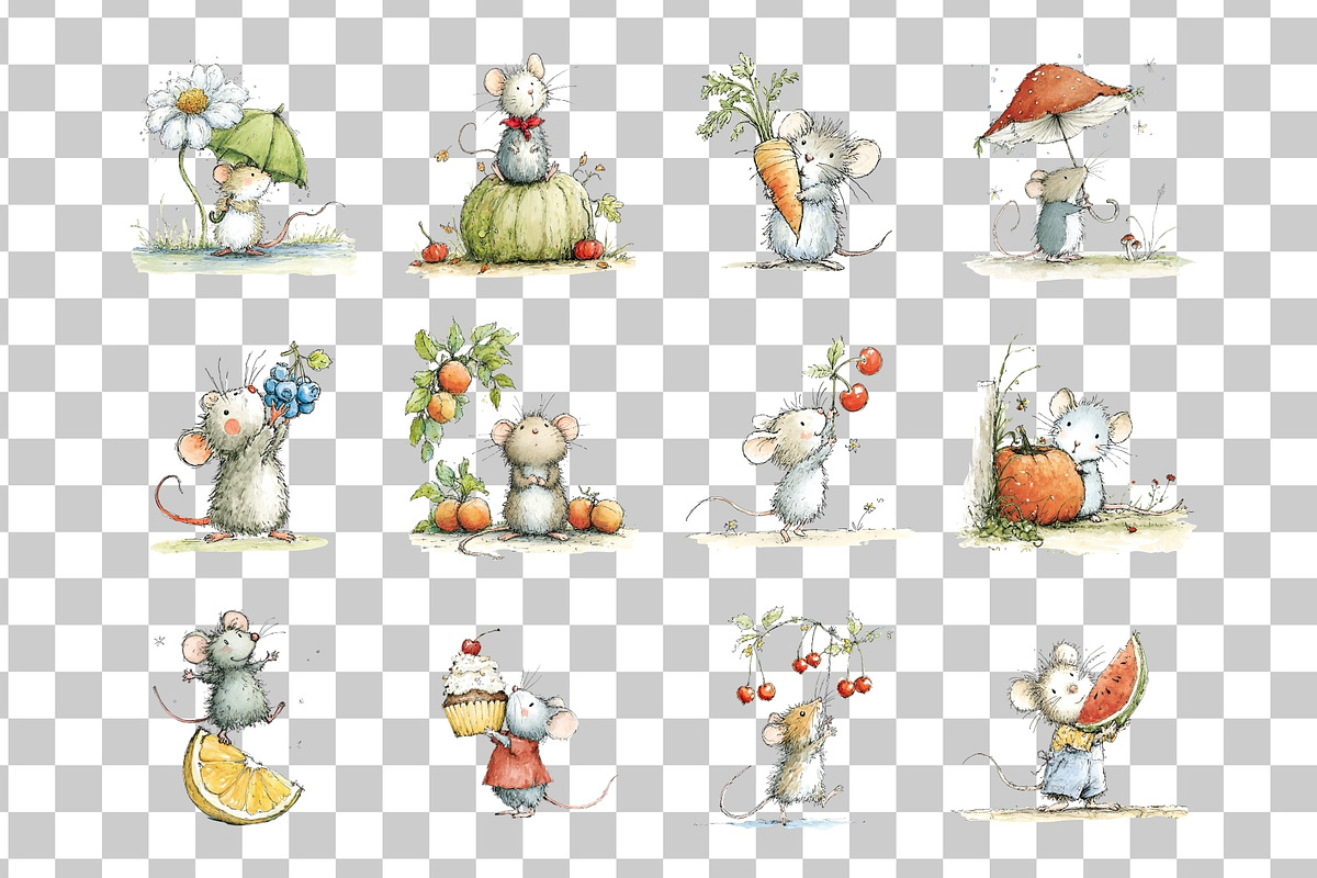 Tiny Mouse Watercolor Clipart PNG, an Animal Illustration by Nicolle's Colorful Art (Photo 3 of 5)