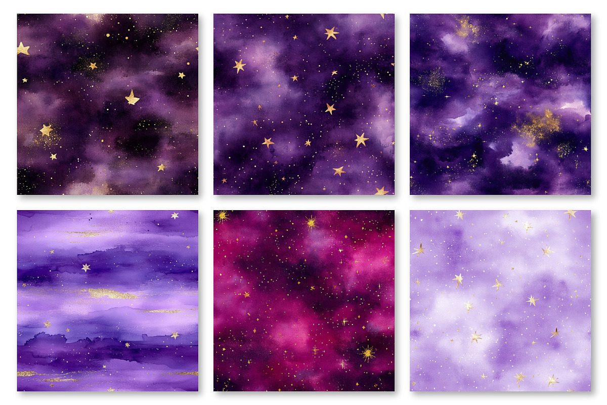 Starry Purple Skies Digital Paper, a Texture Graphic by Dream Creation (Photo 4 of 6)