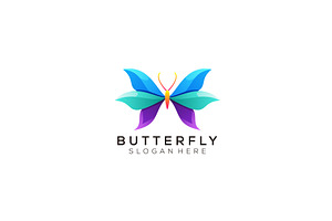 Gradient Butterfly Logo Design Color