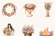 Watercolor Beltane Clipart Bundle, an Object Illustration by BusyDaydesign (Thumbnail 3 of 9)