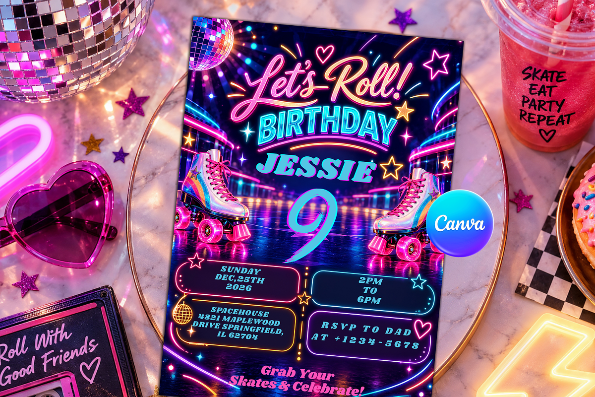 Roller Skating Birthday Invitation, an Invitation Template by InvitingStorys (Photo 1 of 11)