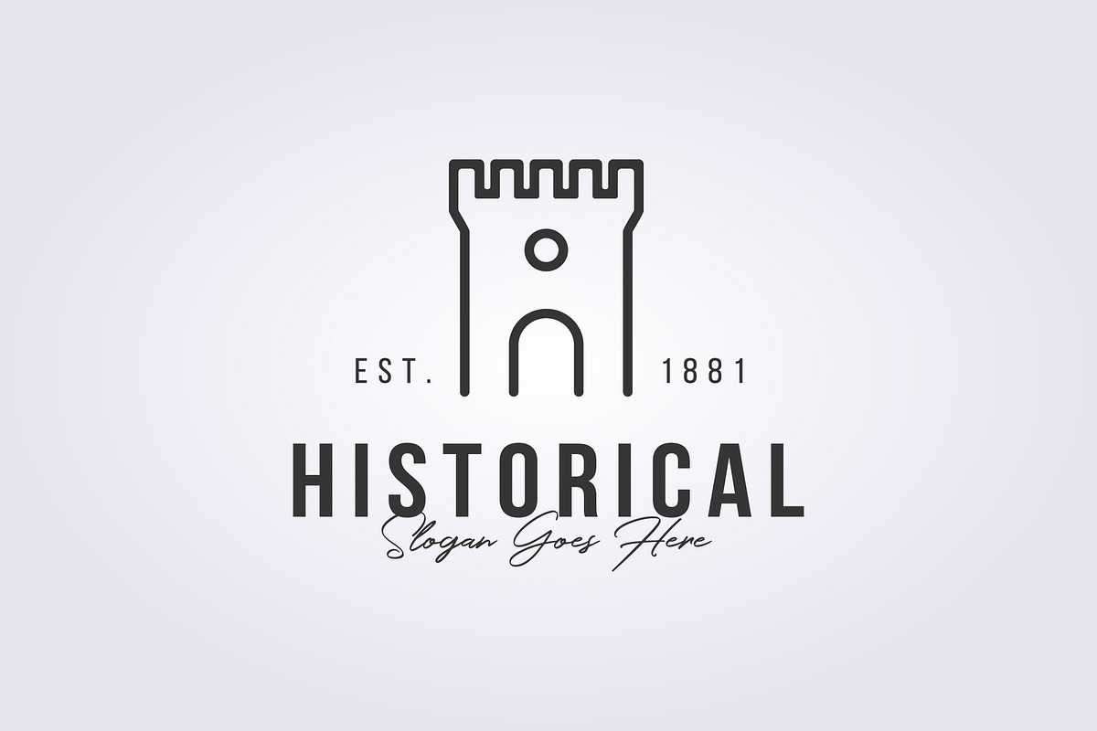 historic castle logo minimal castle, a Branding & Logo Template by Lodzrov