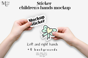 Child Hands Sticker Mockup. PSD, PNG