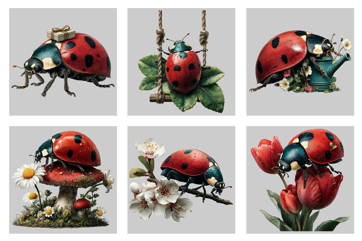 Whimsical Ladybug Spring Clipart, an Illustration by Black Bird Studio (Photo 3 of 5)