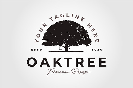 vintage oak tree logo vector symbol, a Branding & Logo Template by PrastHF