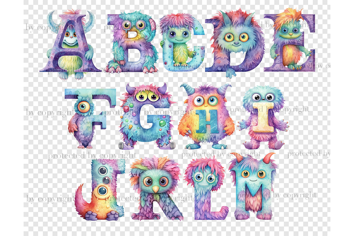Monsters Alphabet | Cute Monsters, a Decorative Illustration by GlamArtZhanna (Photo 4 of 5)