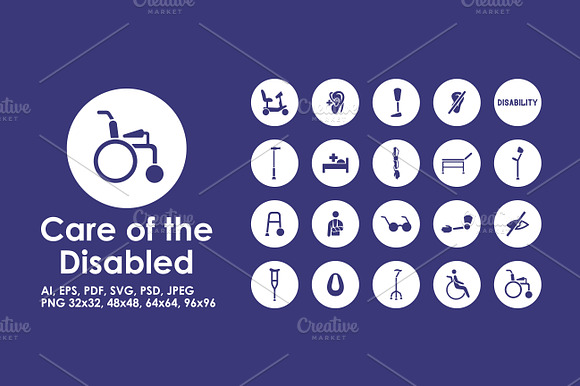 Care Of The Disabled Icons
