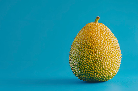jackfruit on a blue background, generative AI, a Photo by Nito