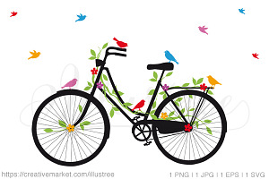 Bicycle with flowers, vector