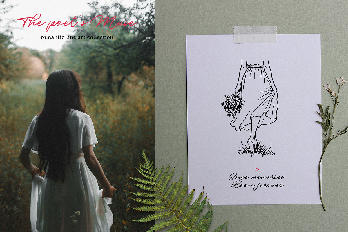 THE POET'S MUSE: Line Art Collection, a Decorative Illustration by long summer (Photo 8 of 13)