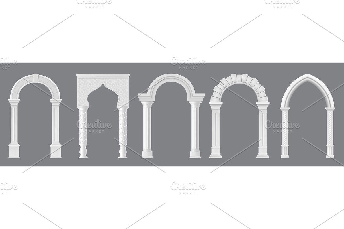 Realistic arches, pillar gates, an Object Illustration by Vector Tradition