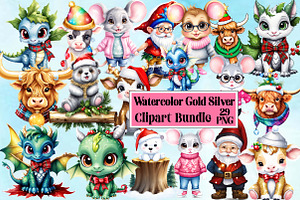 Watercolor Gold silver Clipart Bundl, an Illustration by Wow Magic