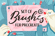 18 Beautiful Brushes for Procreate., a Brush Add-On by Wewhitelist (Thumbnail 1 of 6)