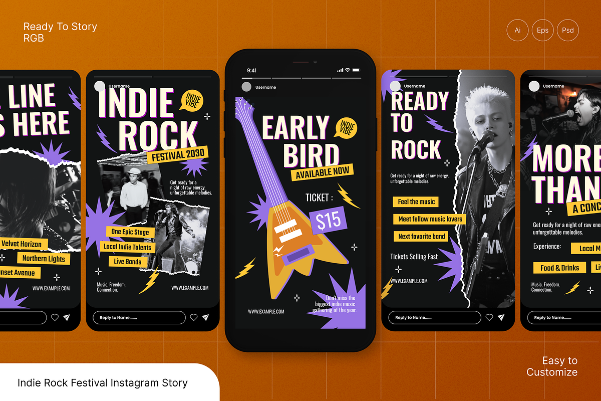 Indie Rock Festival Instagram Story, a Social Media Template by Annora Studio (Photo 1 of 6)