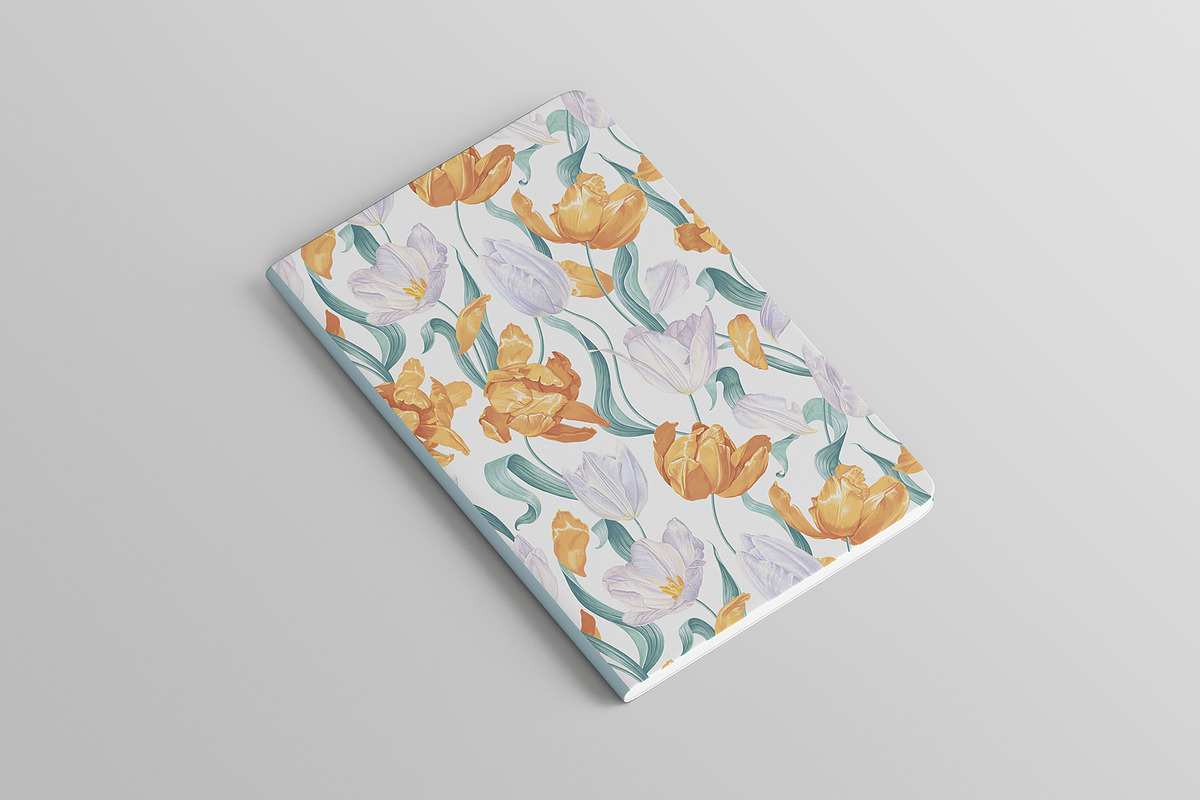 Light Yellow-White Tulips Pattern, a Pattern Graphic by MarynaPetrovska (Photo 7 of 10)