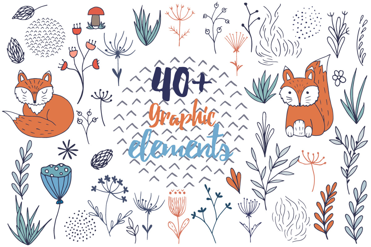 Cute fox.Vector design collection, an Animal Illustration by TashaDraw (Photo 2 of 10)