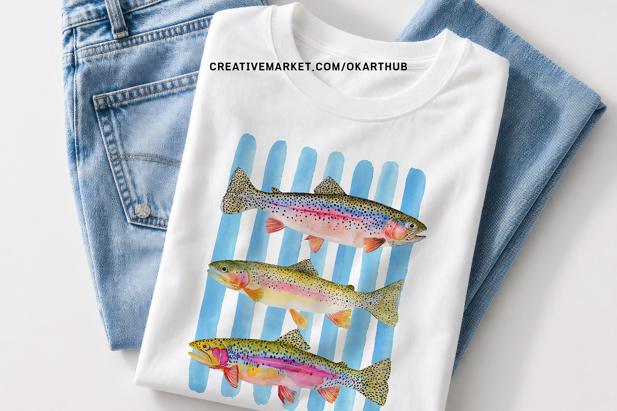 Watercolor Trout Fish Clipart, a Decorative Illustration by OKArtHub (Photo 2 of 8)