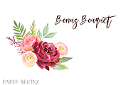 Watercolor Marsala Flowers Clipart, an Illustration by PaperSphinx (Thumbnail 3 of 4)