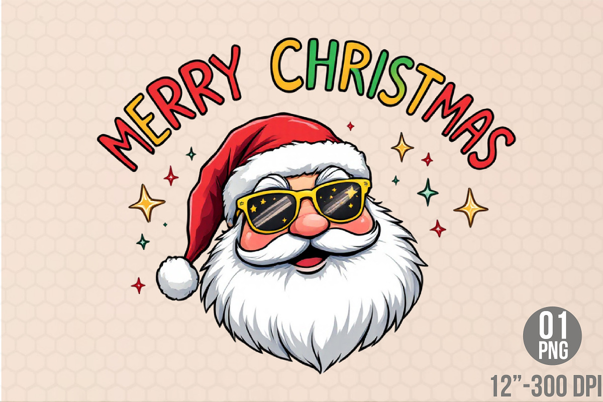 Stylish Santa With Star Glasses, an Illustration by Designking (Photo 1 of 4)