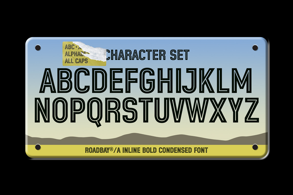 Roadbay - Inline Bold Condensed Font, a Sans Serif Font by Drizy (Photo 3 of 10)