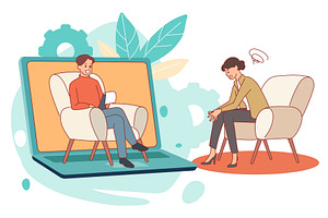 Psychological online consultations, a Technology Illustration by YummyBuum
