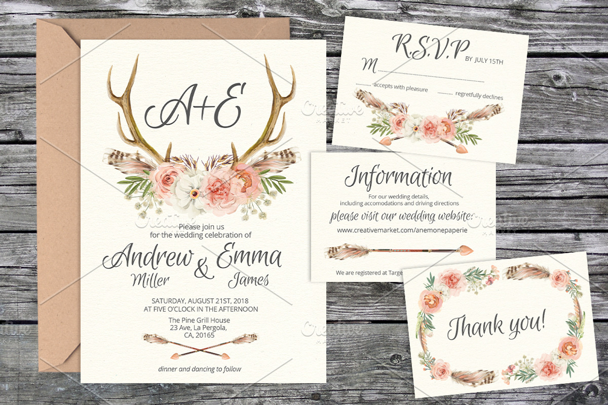 Wedding invite suite templates 03, an Invitation Template by Talent Supplies