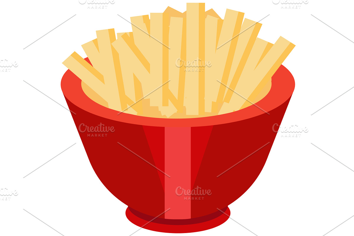 French fries in bowl vector isolated, a Food Illustration by vectorpointstudio